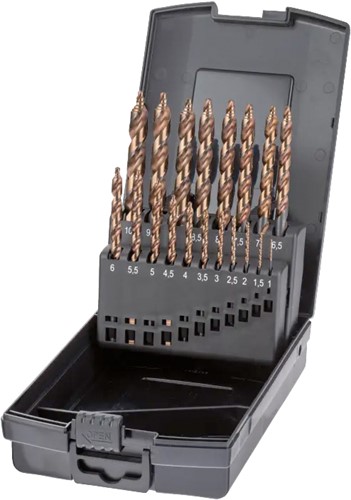Phantom HSS-E Set Spiraalboren DIN 338 Step-point, met drievlaks schacht 11.447:
