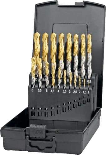 Phantom HSS Set Spiraalboren DIN 338 TiN-tip 11.451: 1-10x0,5 mm