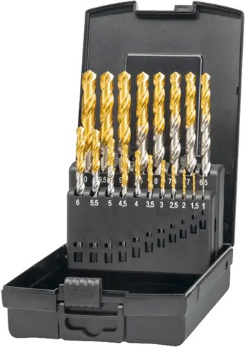 Phantom HSS-E Set Spiraalboren DIN 338 TiN-tip, (handgebruik) 11.506: 1-10x0,5 m