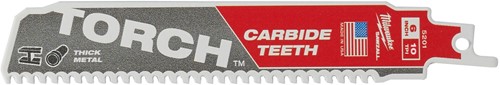 Milwaukee Reciprozaagblad Sawzall metaal TCT TORCH Carbide 150 mm 10-Tpi