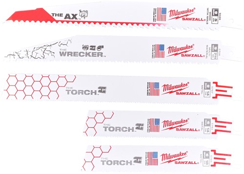 Milwaukee Reciprozaagblad Sawzall set Ax, Torch, Wrecker (5-delig) Demolition