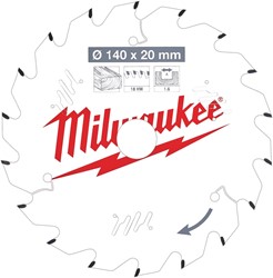 Milwaukee Cirkelzaagblad hout 140 x 20 x 1,6 Thin Kerf ATB 18T +18° 