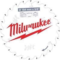 Milwaukee Cirkelzaagblad hout 184 x 5/8 x 1,6 Thin Kerf ATB 24T +15°-2