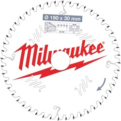Milwaukee Cirkelzaagblad hout 190 x 30 x 2,1 Thin Kerf ATB 48T +10°