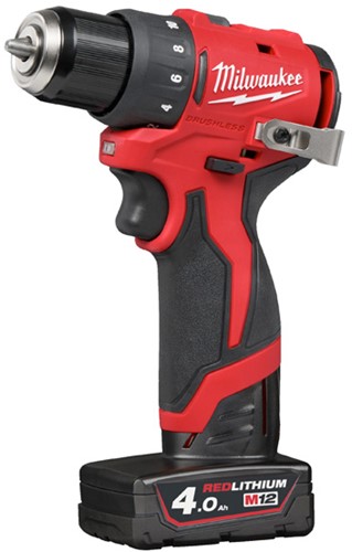 Milwaukee M12 haakse Compactboorschroefmachine M12 BLDDRC-402C - Koolborstelloos 2 x Accu M 12 B4 + Transportkoffer-2