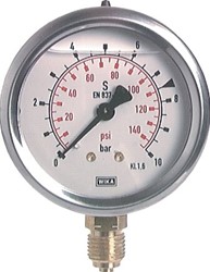 Manometer D63 1/4" OA 0 tot 250b gly.gevuld