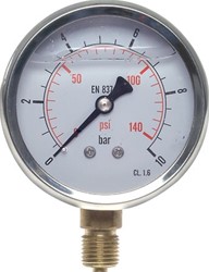 Manometer D63 1/4" OA 0 tot 600 bar Glycerinegevuld