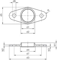 Igus A180FL-12 Ovaal Flenslager, Wit-2